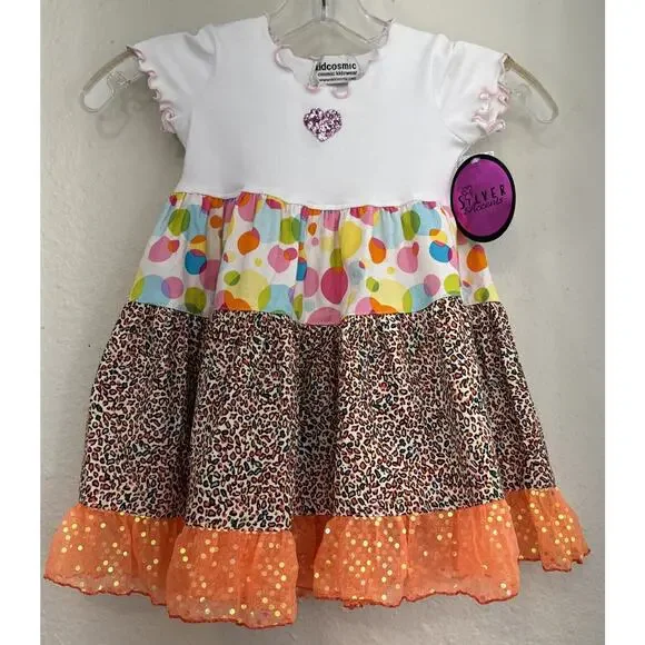 Rainbow baby Dress Mix Print Ruffle Casual Short Sleeve toddler size 2T - Picture 1 of 9